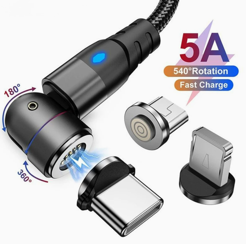 540° Swivel Magnetic 5A Fast Charging Cable