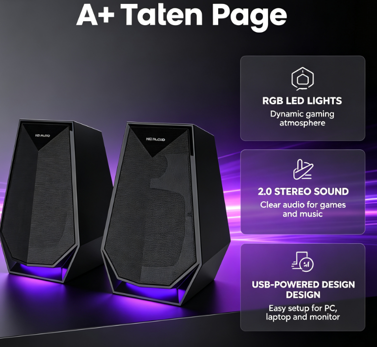 RGB Gaming Computer Speakers Pair