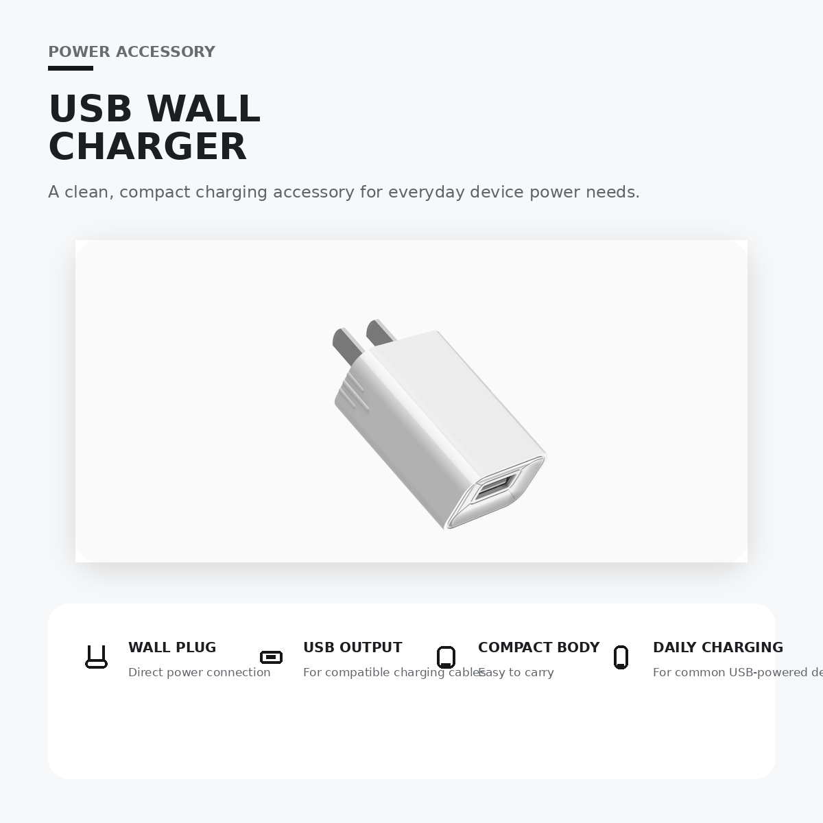 Ultra-Compact USB Wall Charger (US Plug)