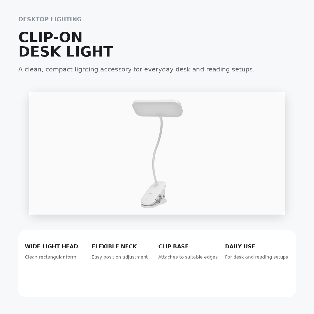 Rectangular Rechargeable Clip-On Reading Light
