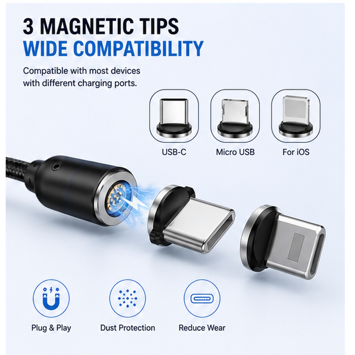 540° Swivel Magnetic 5A Fast Charging Cable