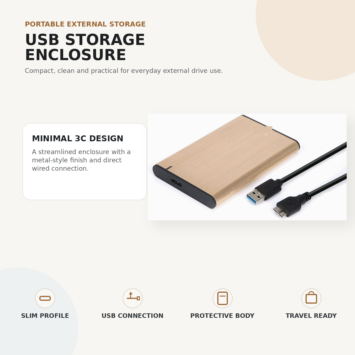 Portable External Hard Drive Enclosure