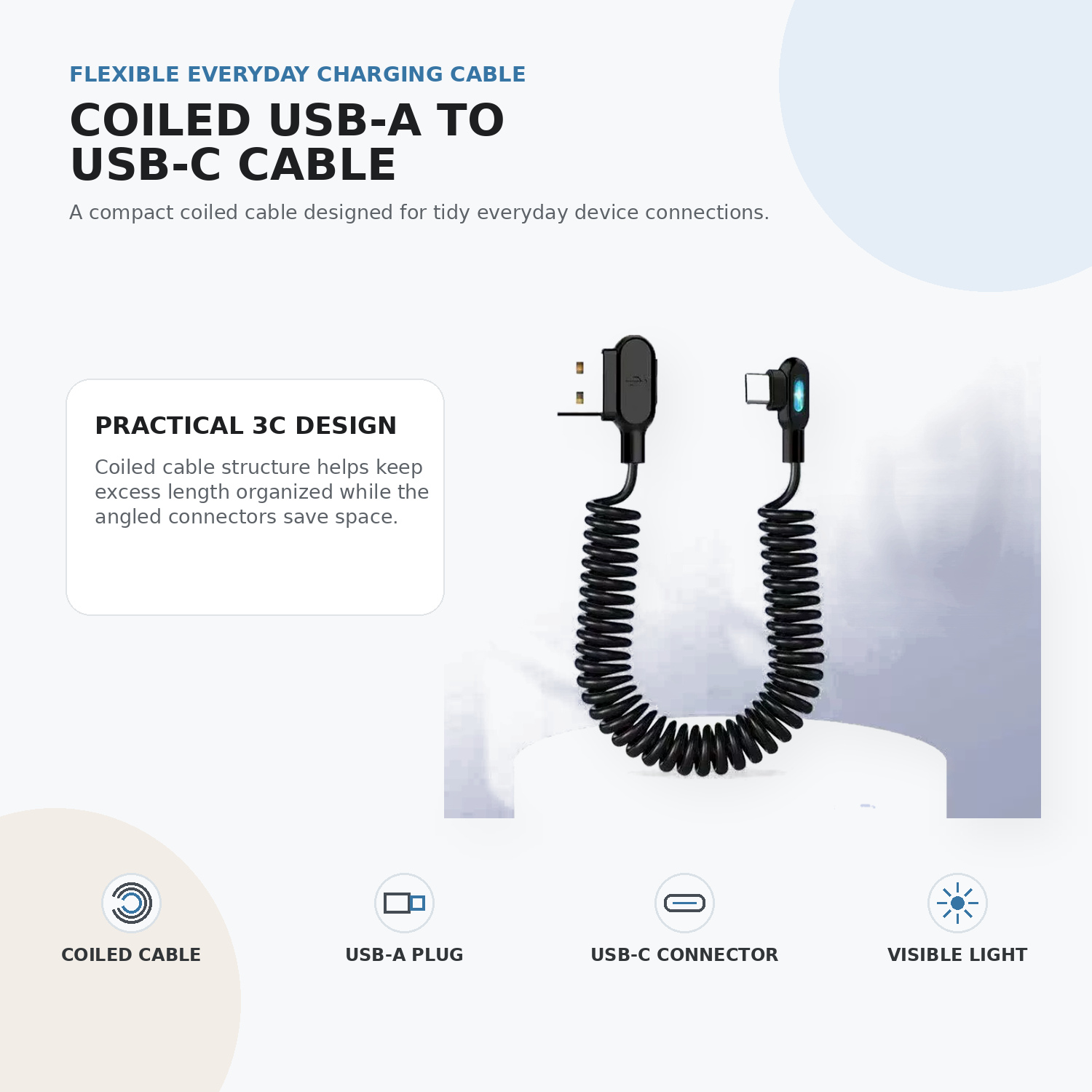 Coiled Right-Angle USB-C Spring Cable