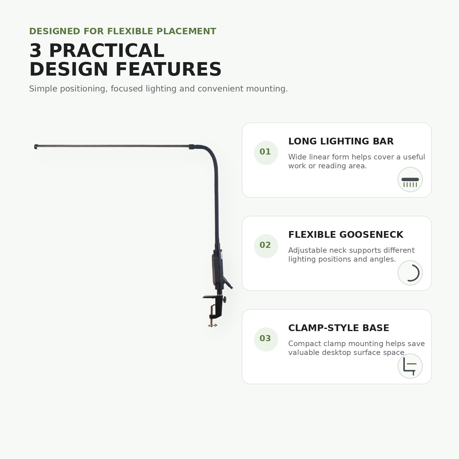 Ultra-Slim Long Arm Clamp Work Light