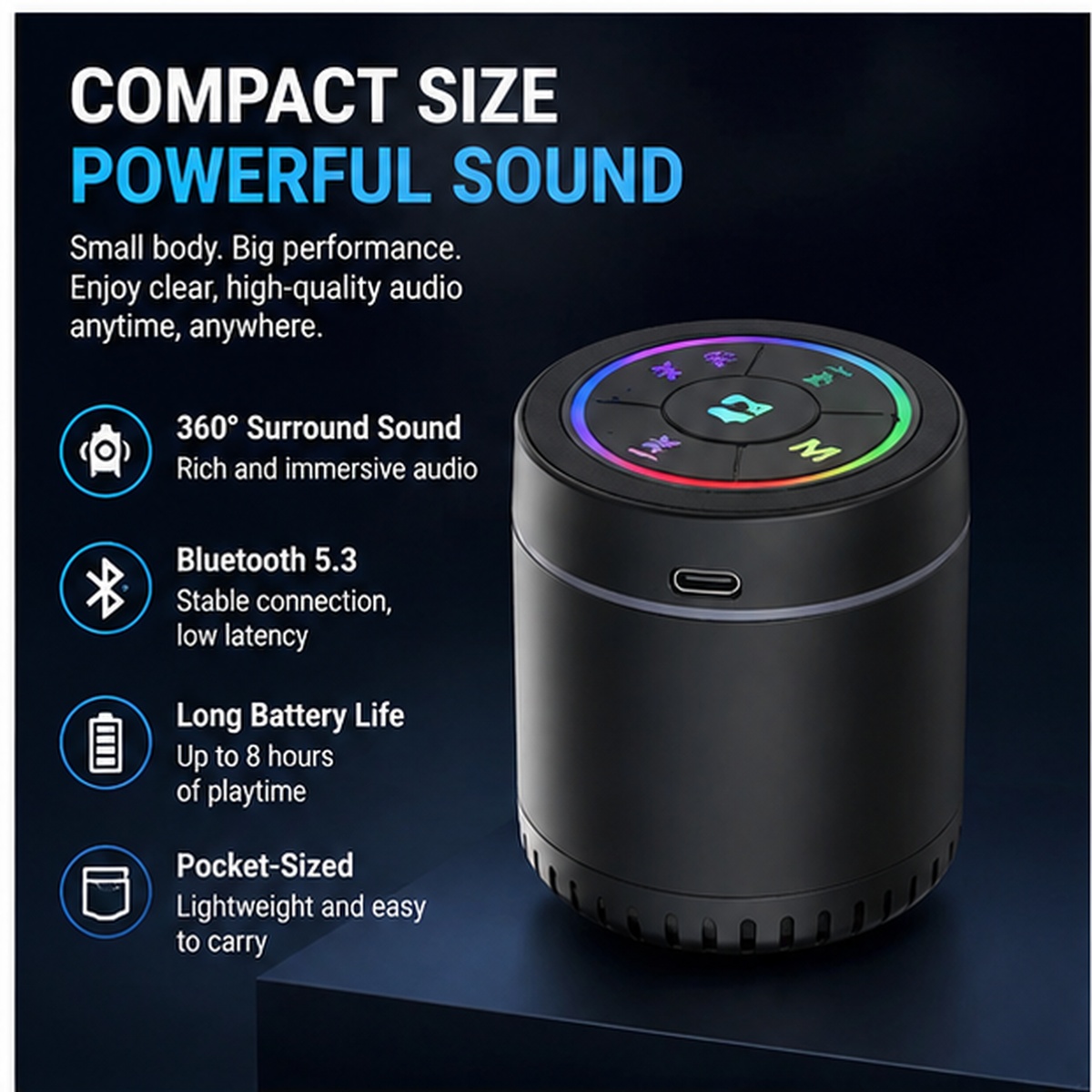 Mini Portable Bluetooth Speaker with RGB