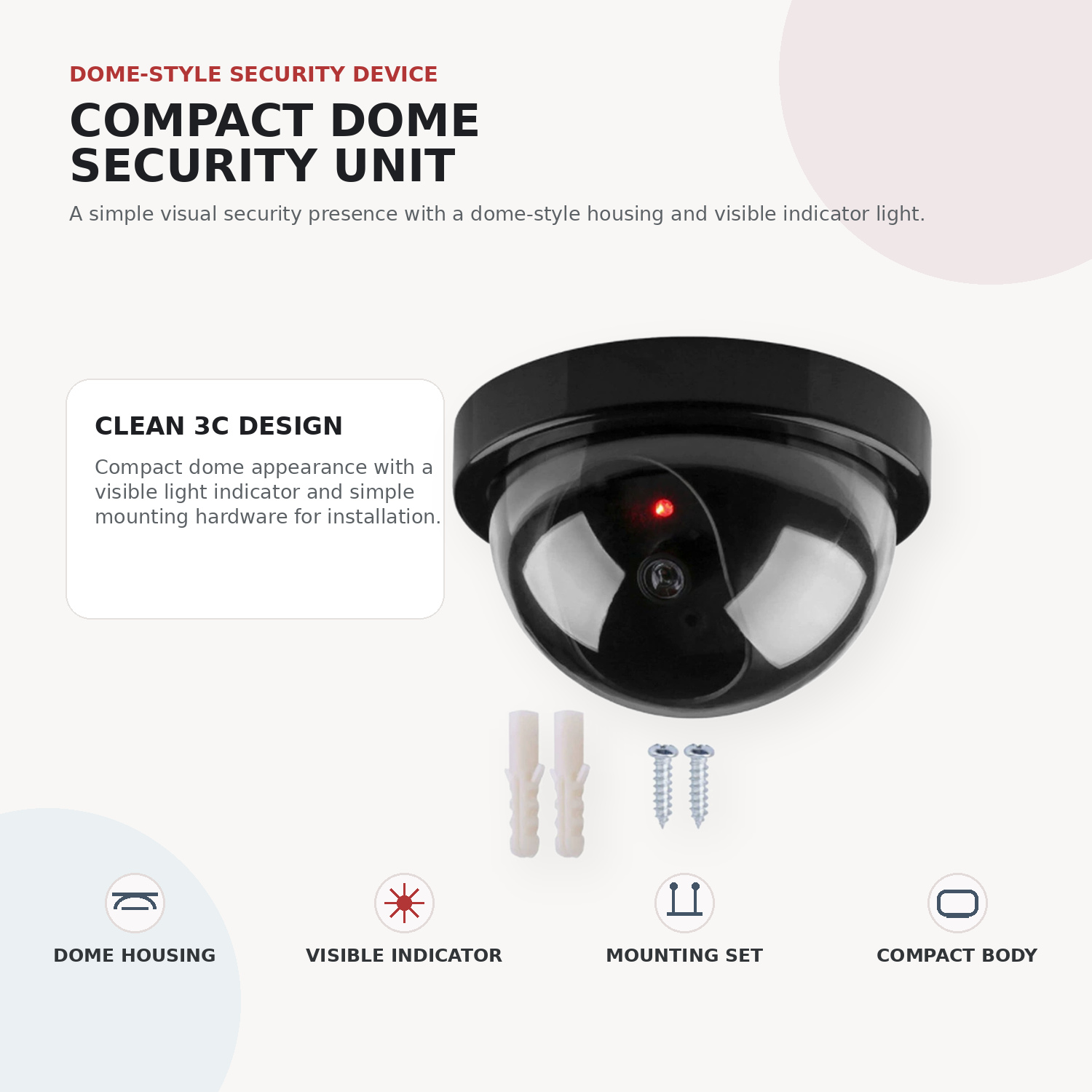 Dummy Dome Security Camera with LED